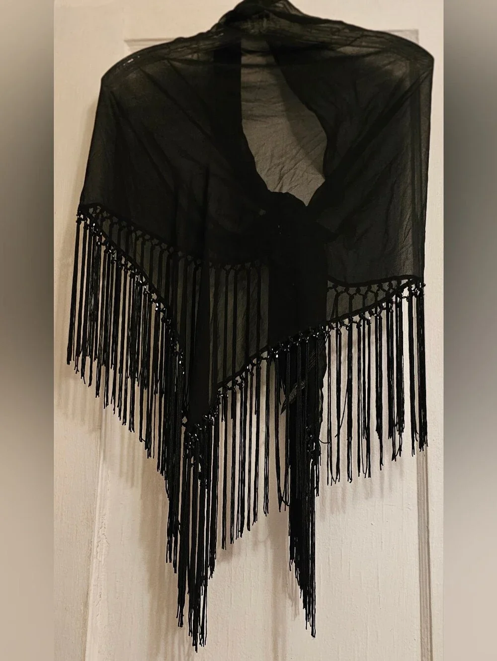 INC International Concepts Black Fringe Shawl Wrap